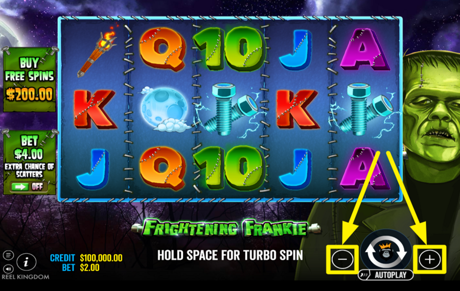 Frightening Frankie Passen Sie Ihren Einsatz an.