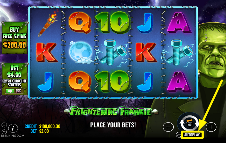 Frightening Frankie DIE ROLLEN DREHEN AUTOMATISCH.