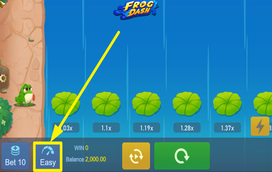 Frog Dash CHOISISSEZ UN NIVEAU DE DIFFICULTÉ.