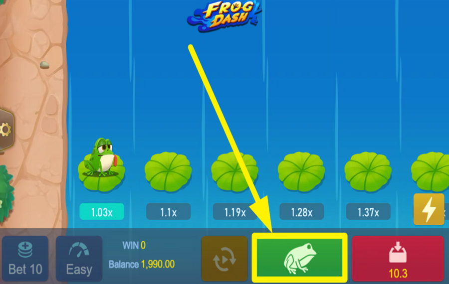 Frog Dash ENCAISSEZ VOS GAINS OU CONTINUEZ À SAUTER.