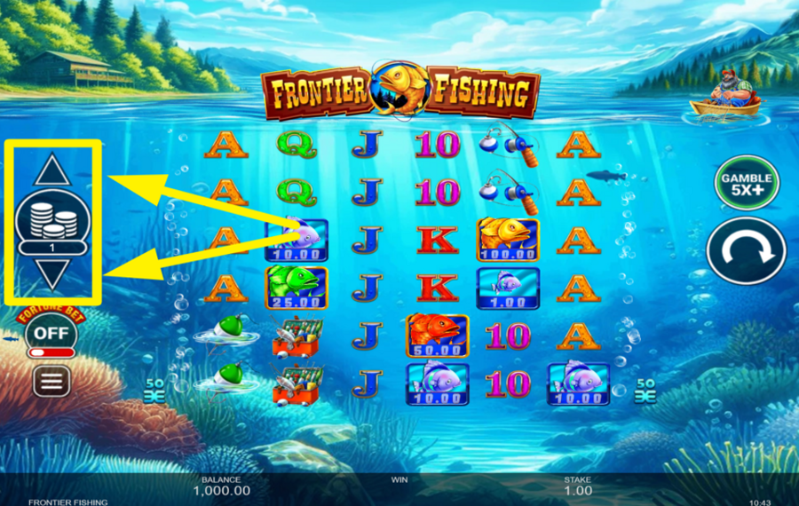 Frontier Fishing ADJUST YOUR WAGER.