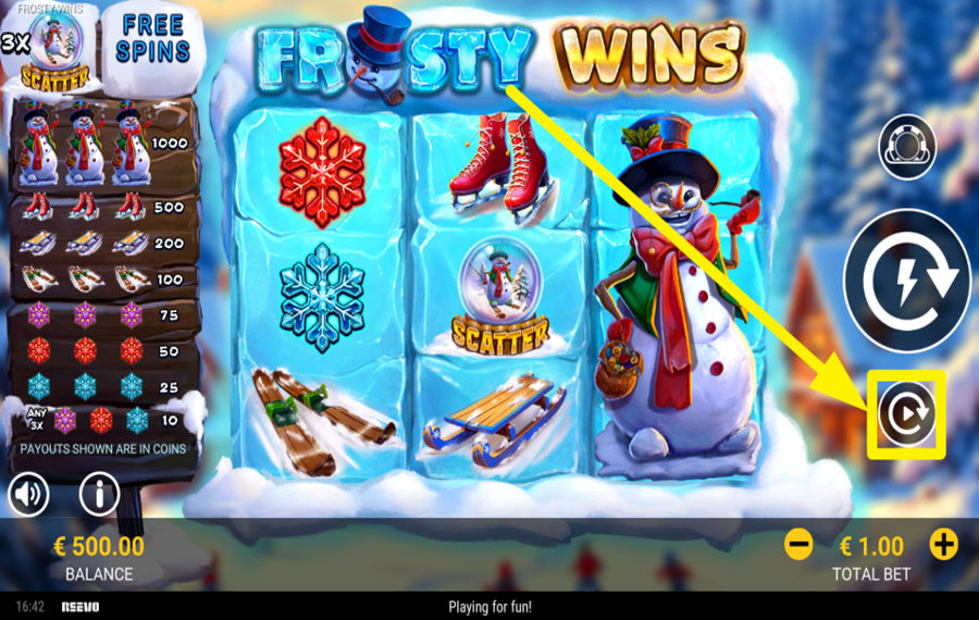 Frosty Wins ACTIVATE AUTOMATIC SPINNING.