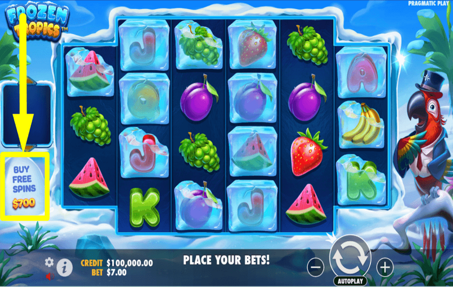 Frozen Tropics SHOP FOR FREE SPINS.