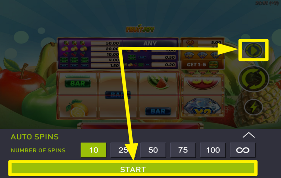 Fruit Joy AVVIA SPIN AUTOMATICI.