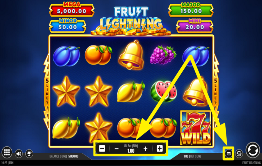 Fruit Lightning ADJUST YOUR STAKE.