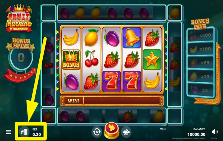 Fruit Machine Megabonus SELECT YOUR BET AMOUNT.