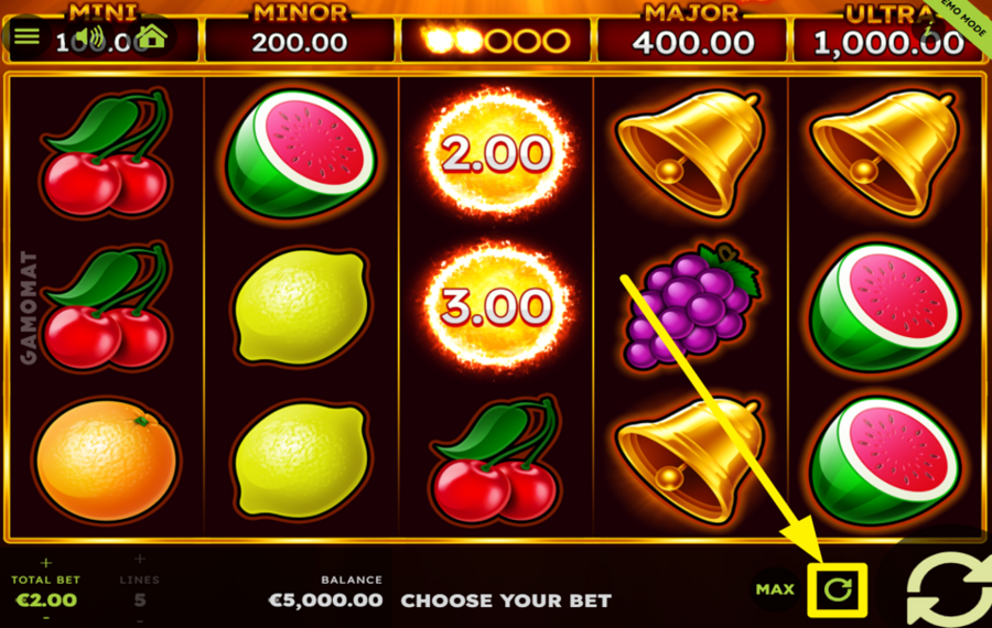 Fruit Mania Flaming Link UTILISEZ DES TOURS AUTOMATISÉS.