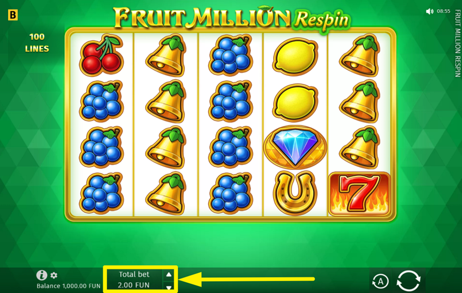 Fruit Million Respin УКАЖИТЕ СВОЮ СТАВКУ.