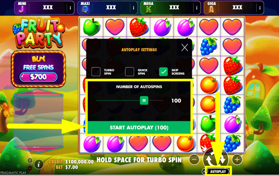 Fruit Party Oranje Jackpot APPLY AUTOPLAY.