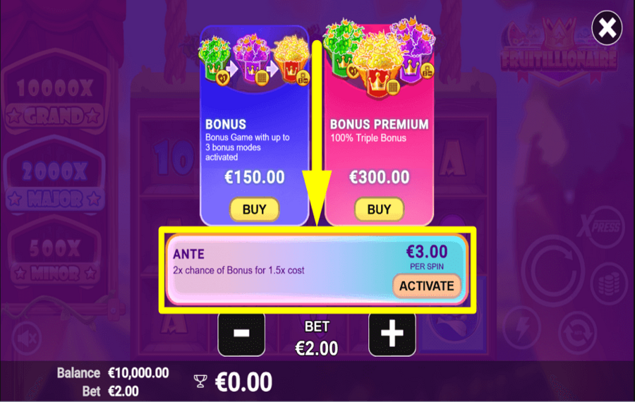 Fruitillionaire НАЗНАЧИТЬ СТАВКУ АНТЕ.