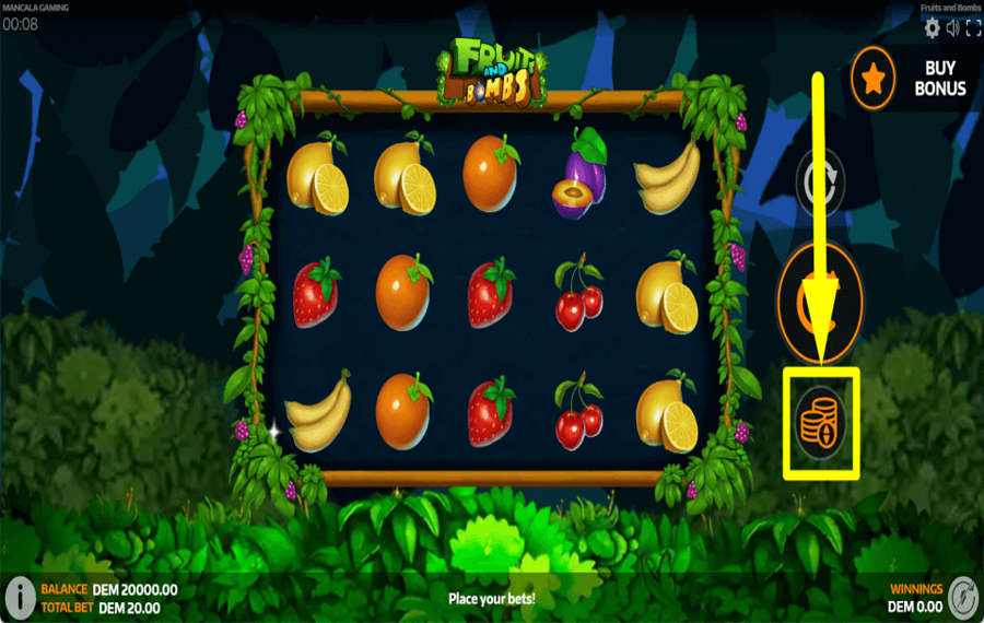 Fruits and Bombs ВЫБЕРИТЕ ОБЩУЮ СТАВКУ.