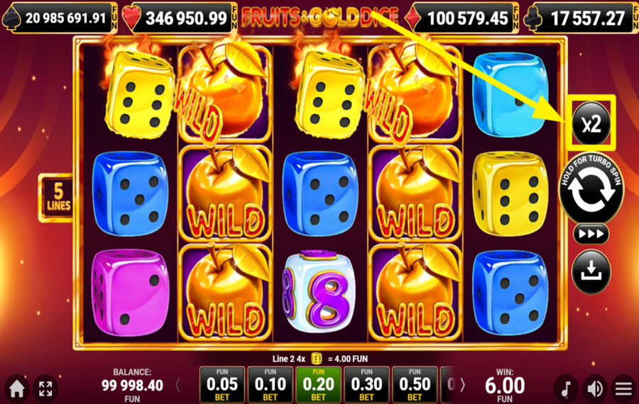 Fruits and Gold Dice Испытайте удачу!