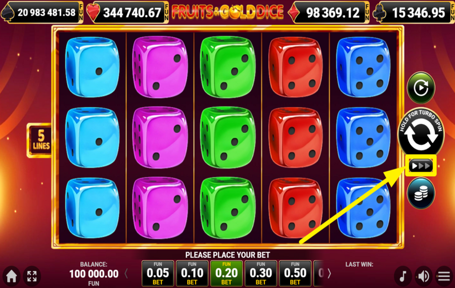 Fruits and Gold Dice УВЕЛИЧЬТЕ СКОРОСТЬ.