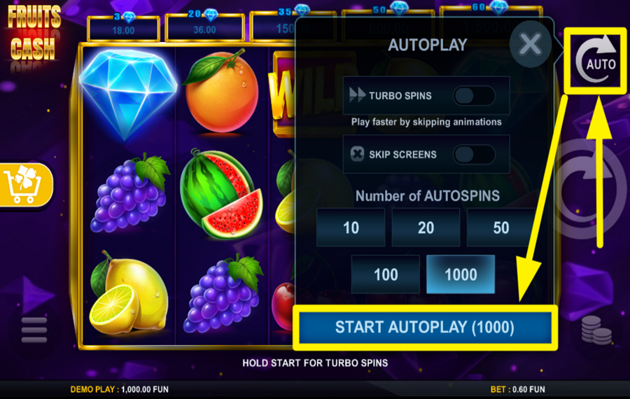 Fruits Cash ИСПОЛЬЗУЙТЕ АВТОВОСПРОИЗВЕДЕНИЕ.