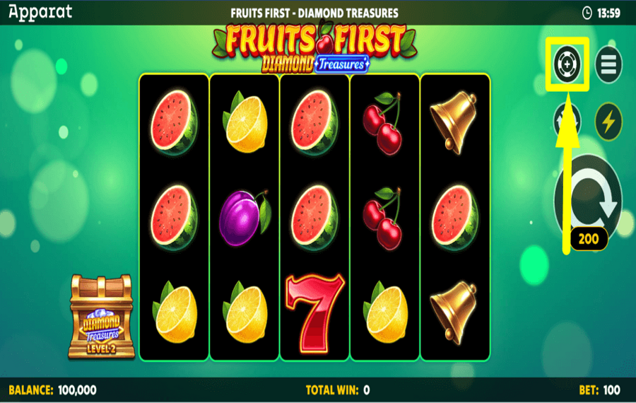 Fruits First Diamond Treasures CAST YOUR BET.