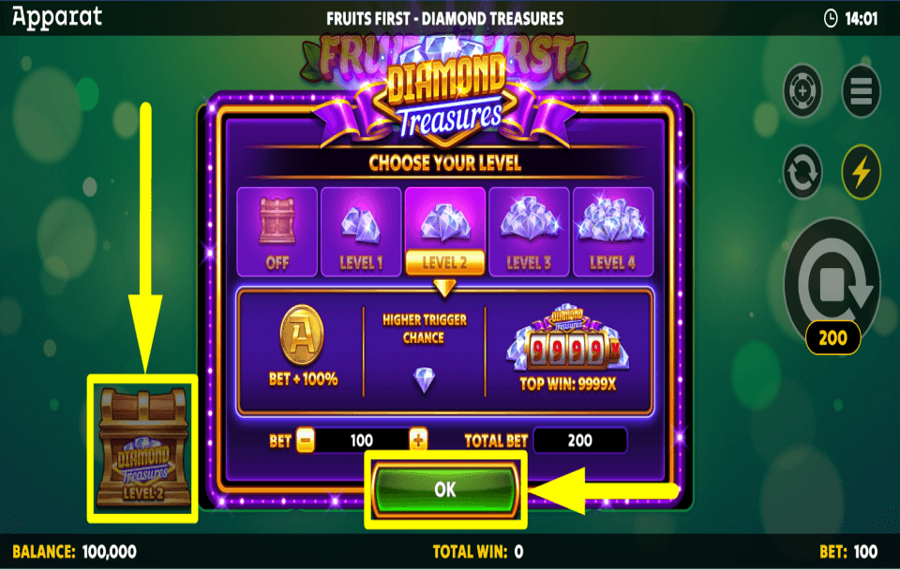 Fruits First Diamond Treasures CHANGE YOUR LUCK.