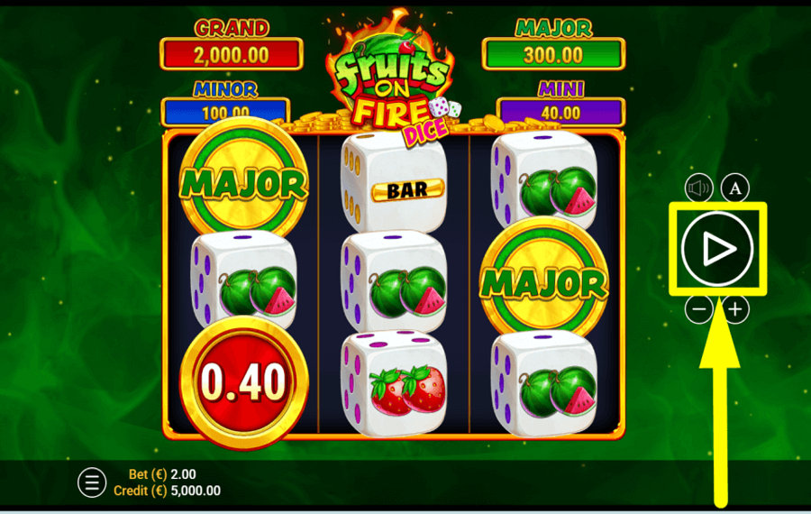 Fruits on Fire Dice COMMENCE GAMBLING.