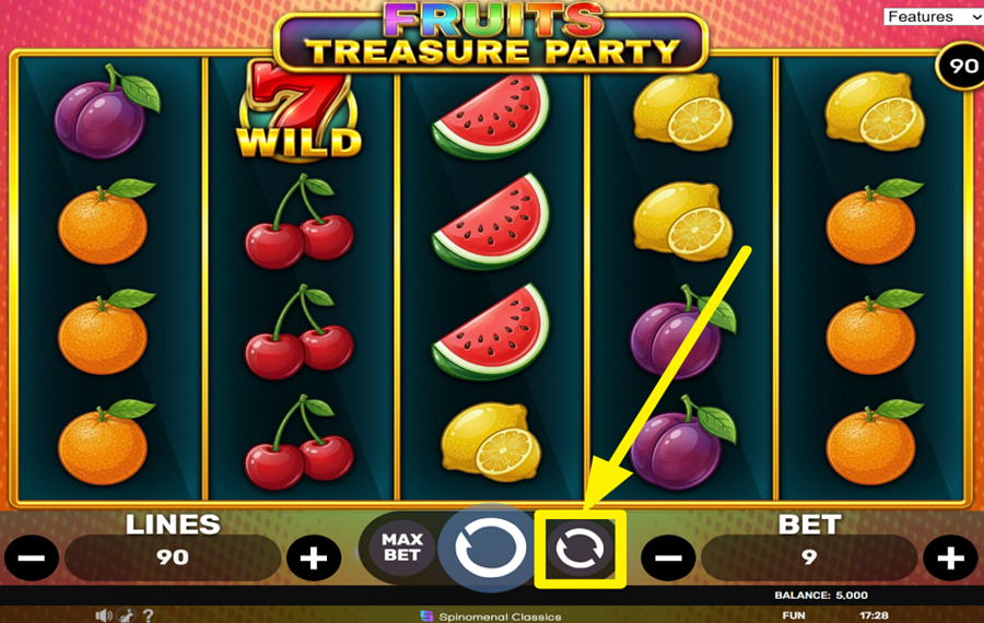 Fruits Treasure Party UTILIZAR LA REPRODUCCIÓN AUTOMÁTICA.
