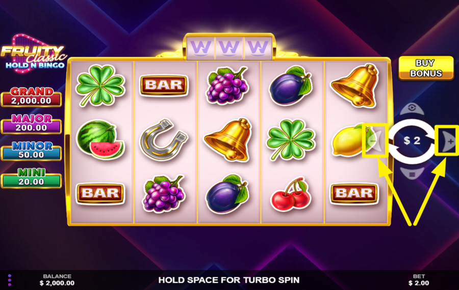 Fruity Classic Hold n Bingo CHOOSE YOUR BETTING AMOUNT.