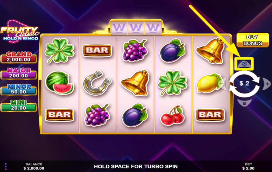 Fruity Classic Hold n Bingo INITIATE AUTOMATIC SPINS.