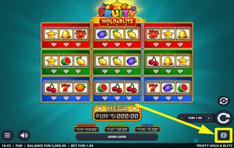 Fruity Hold and Blitz アンティベットをオンにしてください。