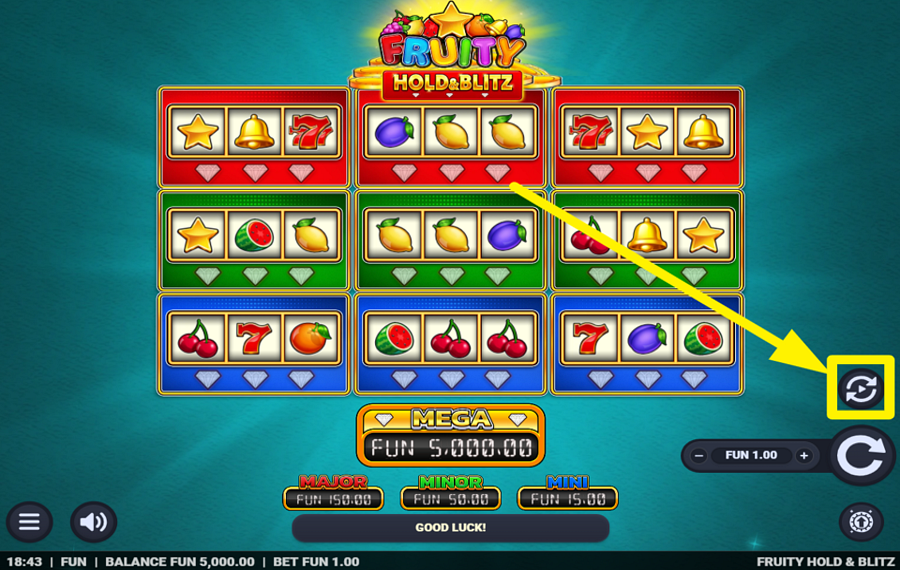 Fruity Hold and Blitz 自動スピンを開始します。