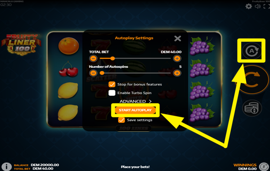 Fruityliner 100 ACTIVER LA LECTURE AUTOMATIQUE.