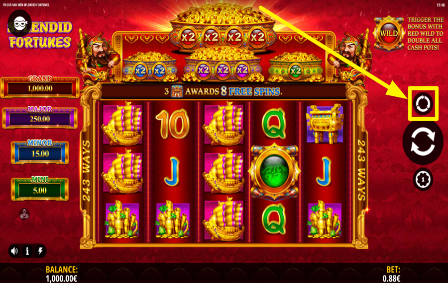 Fu Gui Hao Men Splendid Fortune CHOISISSEZ LES TOURS AUTOMATIQUES.