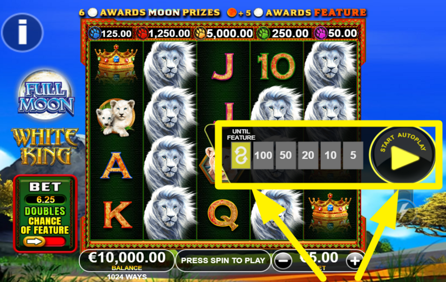 Full Moon White King WÄHLEN SIE AUTOMATISCHE SPINS.