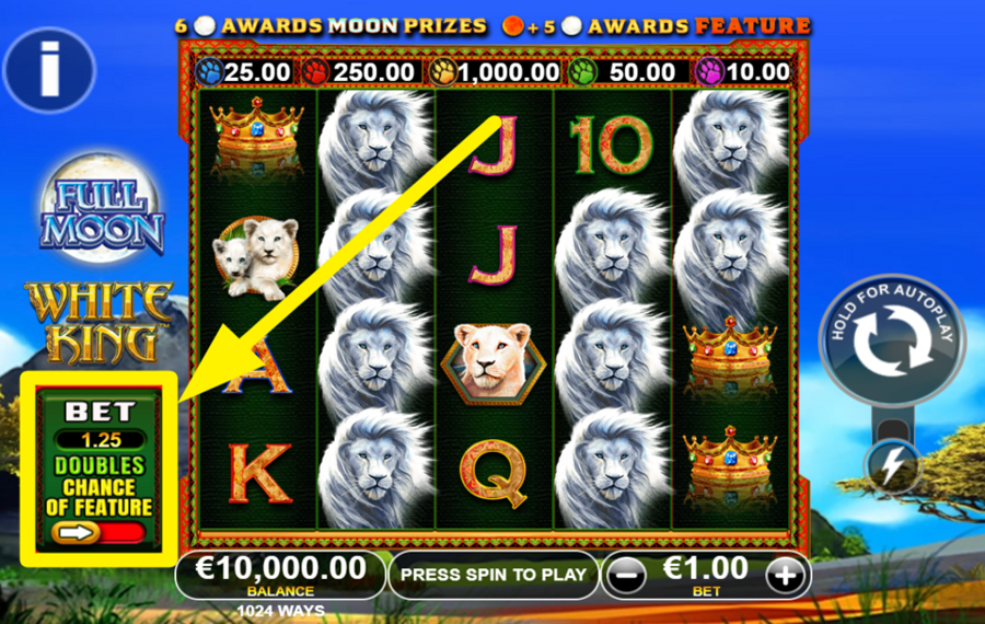 Full Moon White King AKTIVIEREN SIE DEN EXTRA-WETTMODUS.