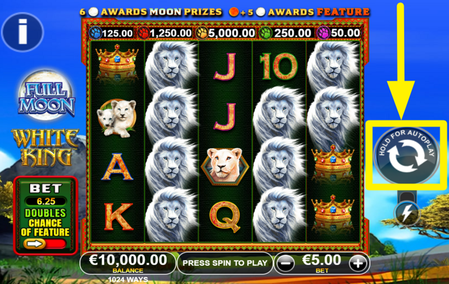 Full Moon White King DREHEN, UM ZU GEWINNEN!