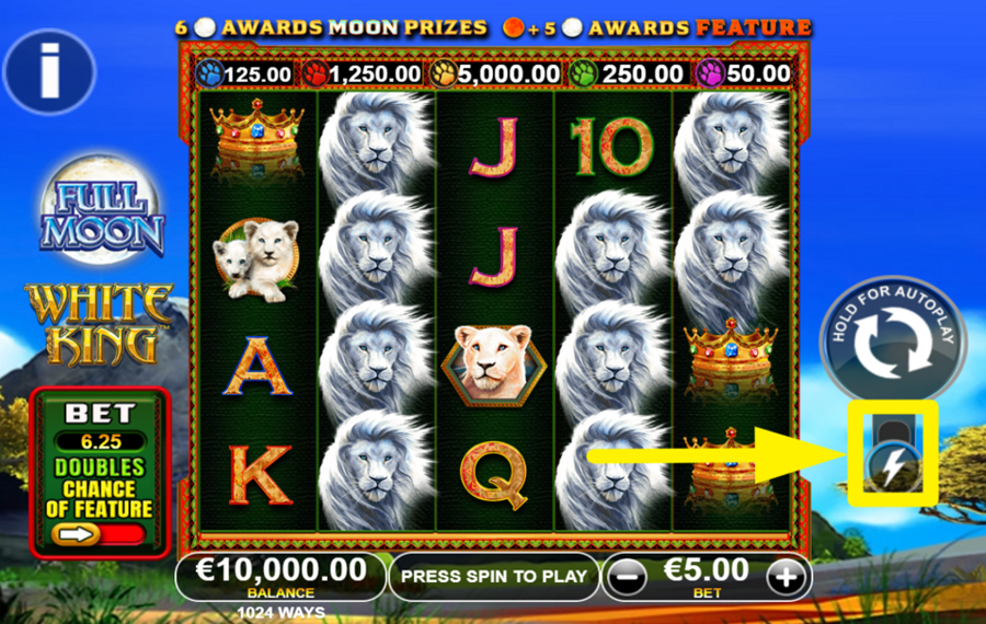 Full Moon White King BESCHLEUNIGEN SIE DAS SPIEL.