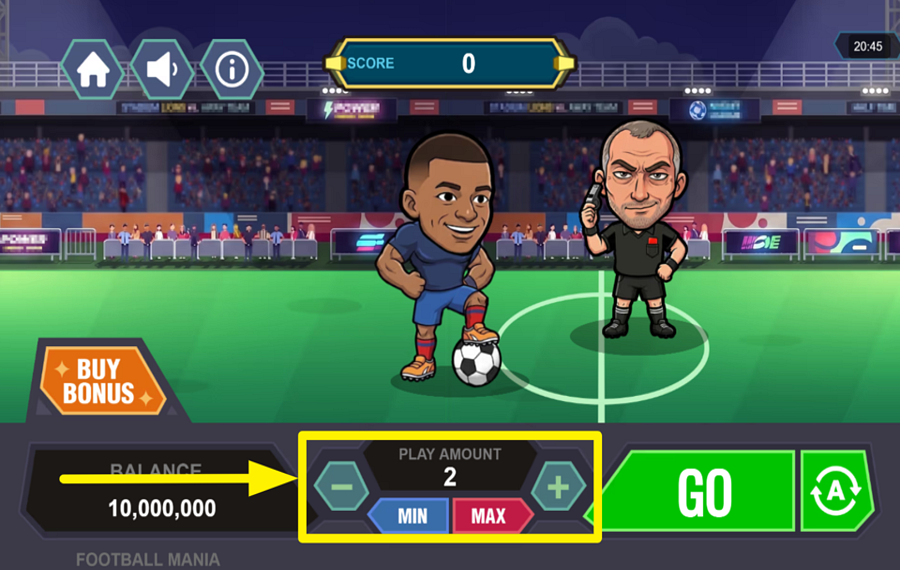 Funky Games Football Mania DÉFINISSEZ LE MONTANT DE VOTRE MISE.