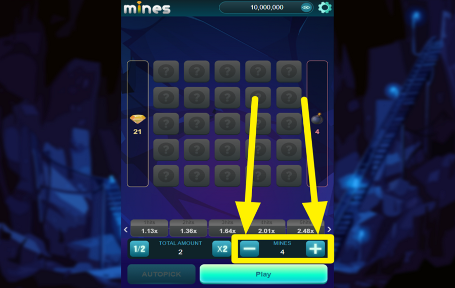 Funky Games Mines DÉFINIR LE NOMBRE DE MINES.