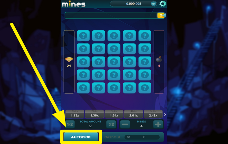 Funky Games Mines CHOISISSEZ AUTOMATIQUEMENT UNE TUILE.