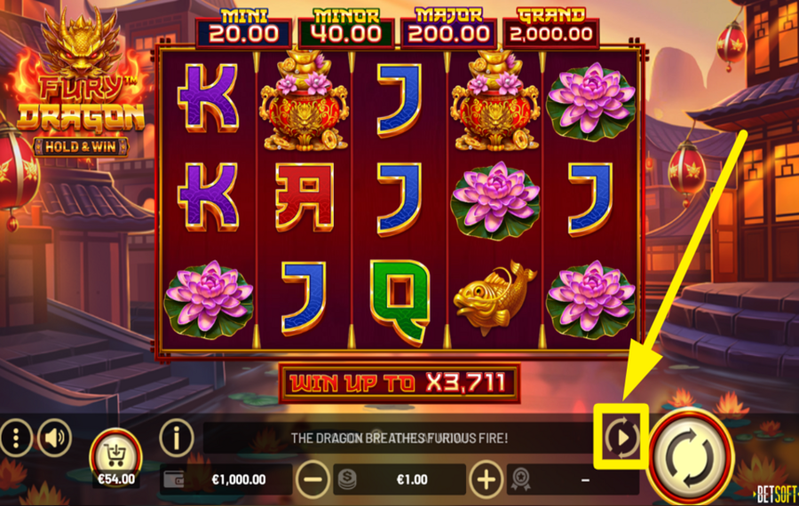 Fury Dragon Hold and Win AUTOMATISCHES SPINNEN AKTIVIEREN.