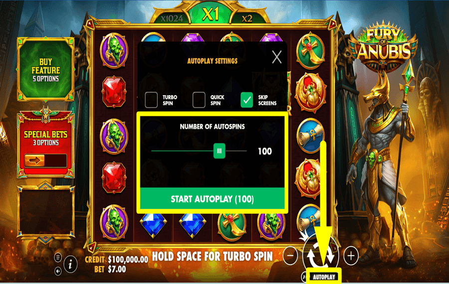 Fury of Anubis AVVIA RIPRODUZIONE AUTOMATICA.
