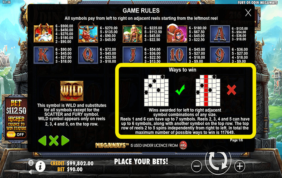 Fury of Odin Megaways Choose the paylines.