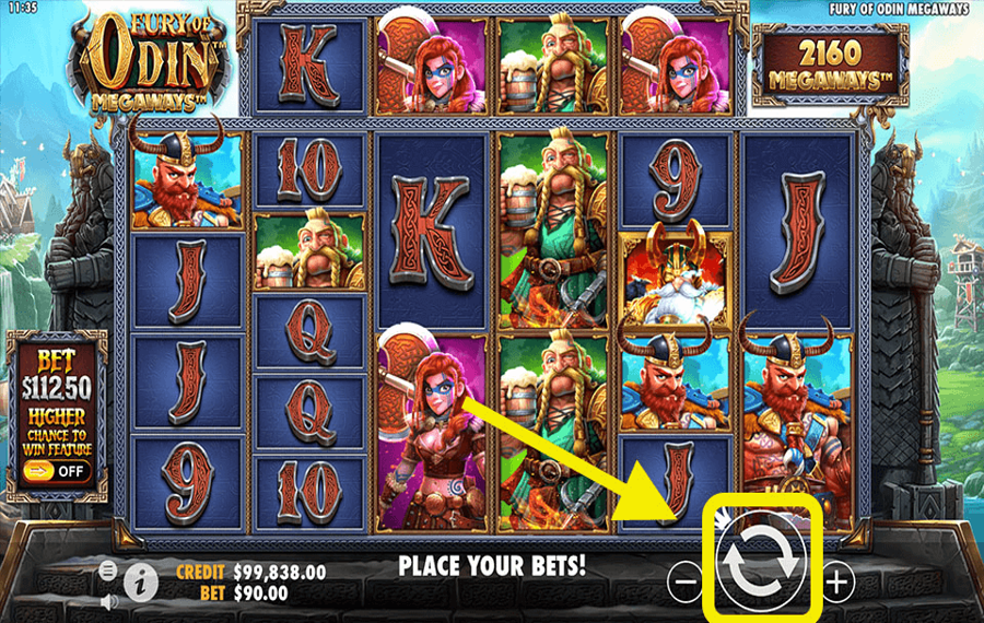 Fury of Odin Megaways Click/ tap the “Spin” button.