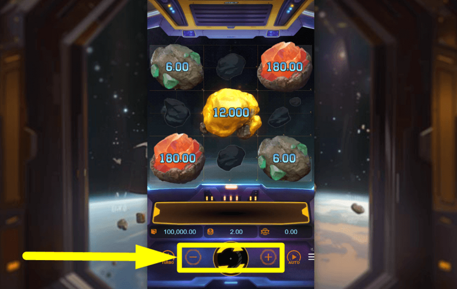 Galaxy Miner Den Einsatz festlegen.