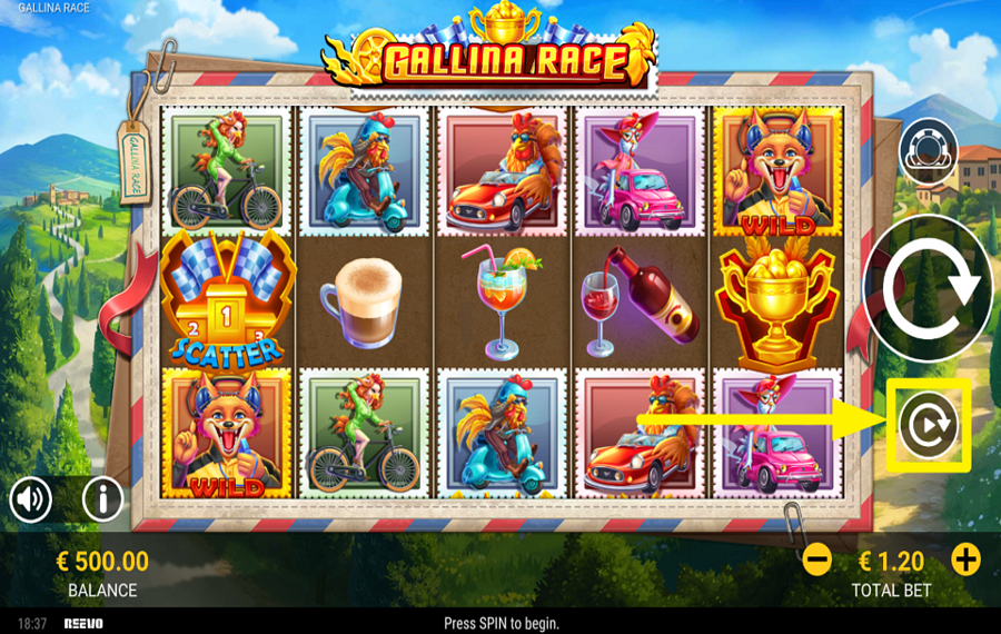 Gallina Race SPIN THE REELS AUTOMATICALLY.
