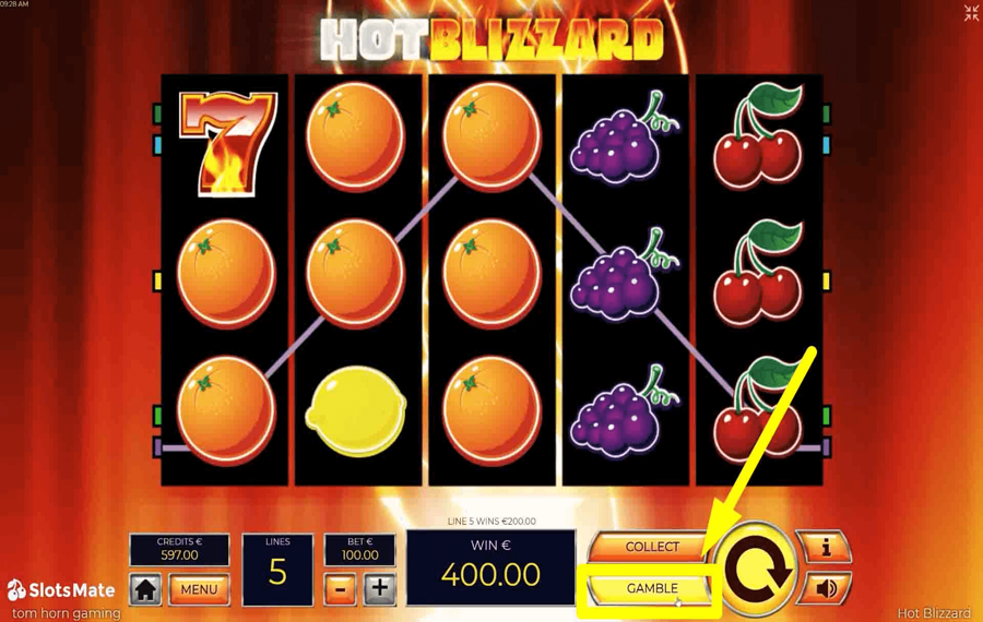 Hot Blizzard Usando la función opcional "Gamble".