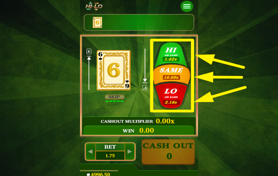 Game Time Tec HI LO Haz una conjetura.