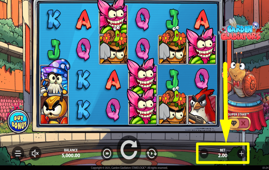 Garden Gladiators SET THE BET VALUE.