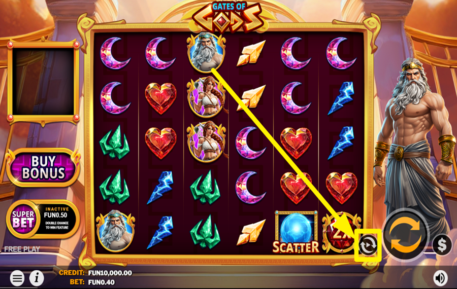 Gates of Gods UTILISEZ LA ROTATION AUTOMATIQUE.