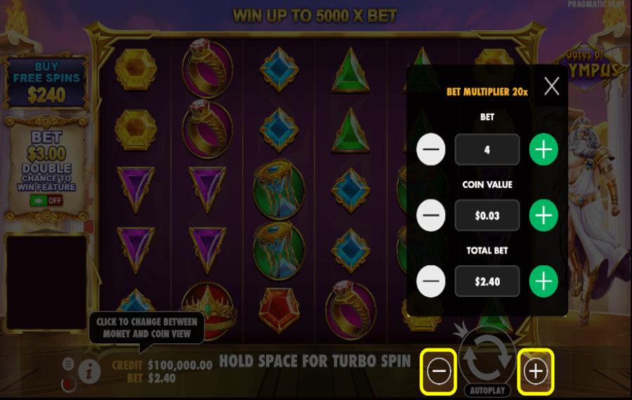 Gates of Olympus Select your wager