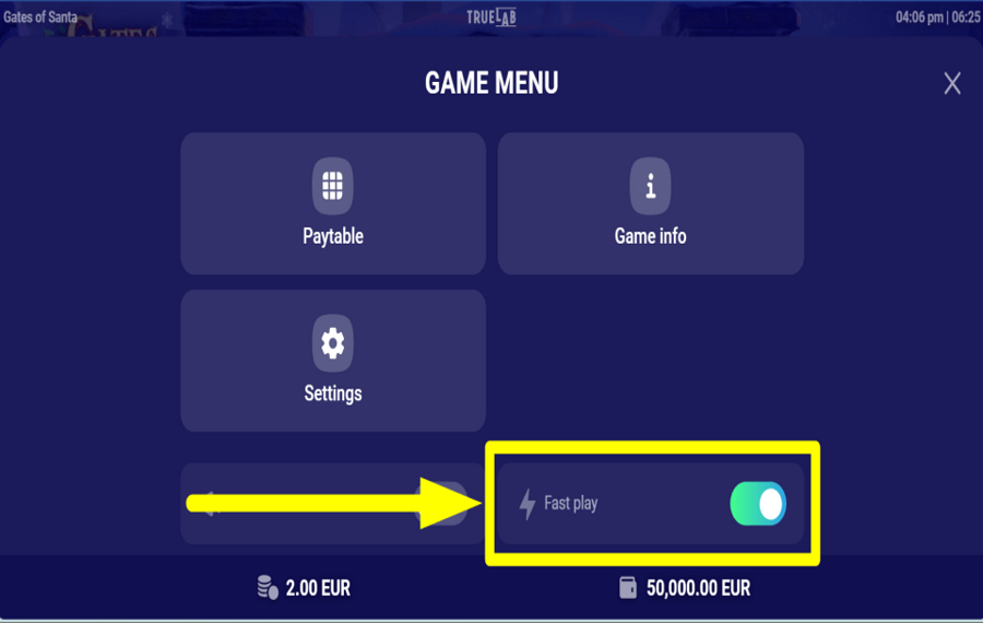 Gates of Santa REGELN SIE DIE SCHLEUDERNDREHZAHL.