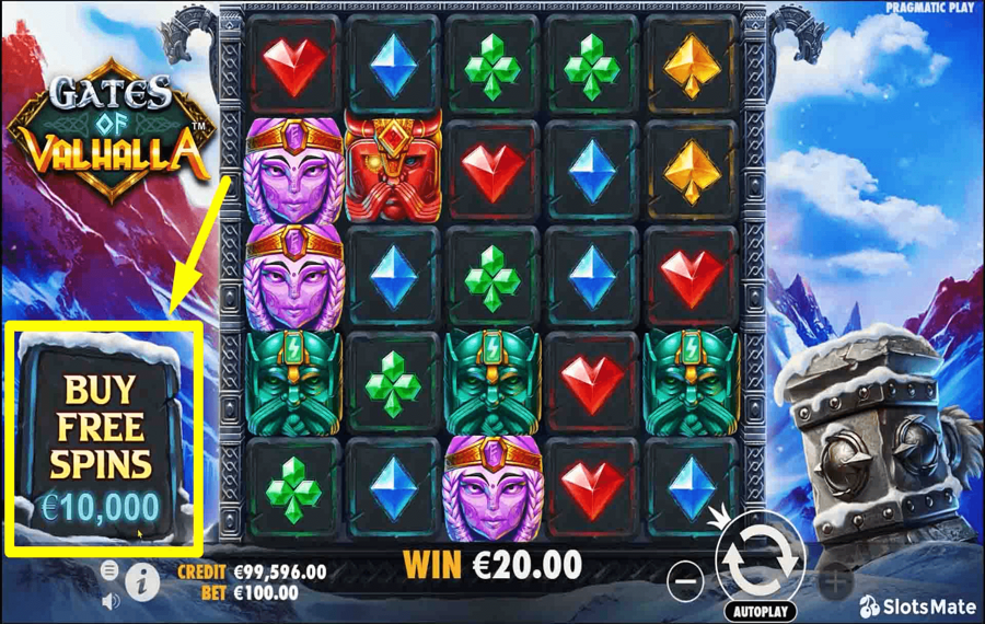 Gates of Valhalla Using the optional “Buy Free Spins” feature.