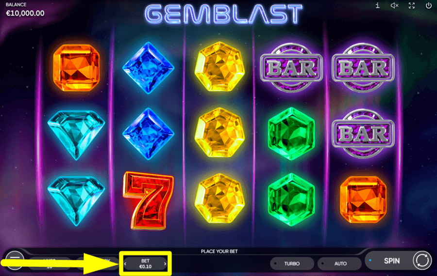 Gem Blast ASSEGNARE IL VALORE DELLA PUNTATA.