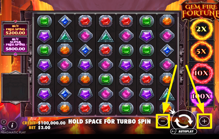 Gem Fire Fortune CHOOSE YOUR BET.